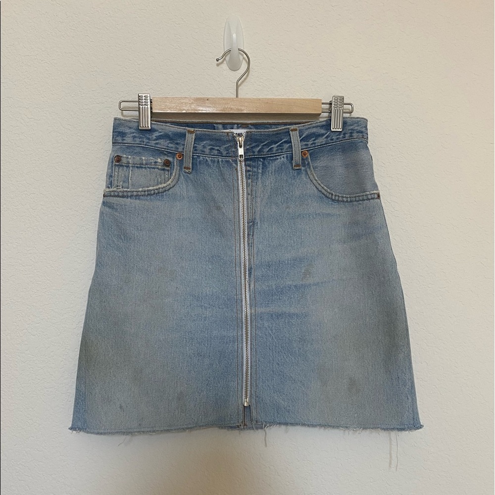 Re/Done Levi’s denim mini skirt w/front zipper